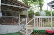 Large hot tub under cover
